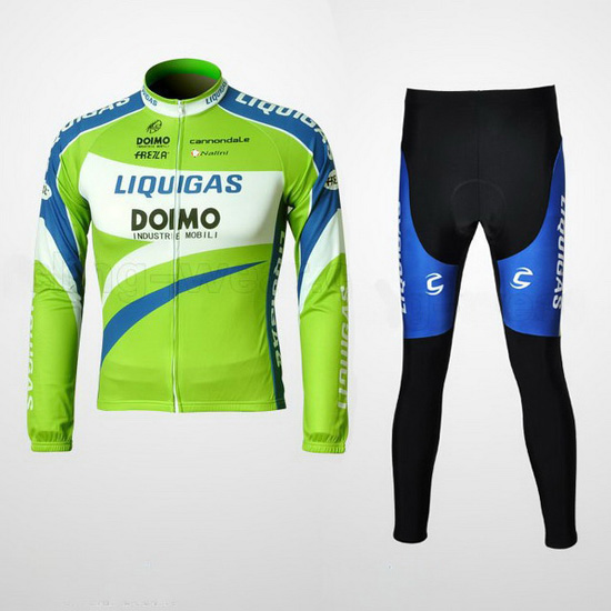 2010 Maillot Liquigas Tirantes Mangas Largas Azul Y verde